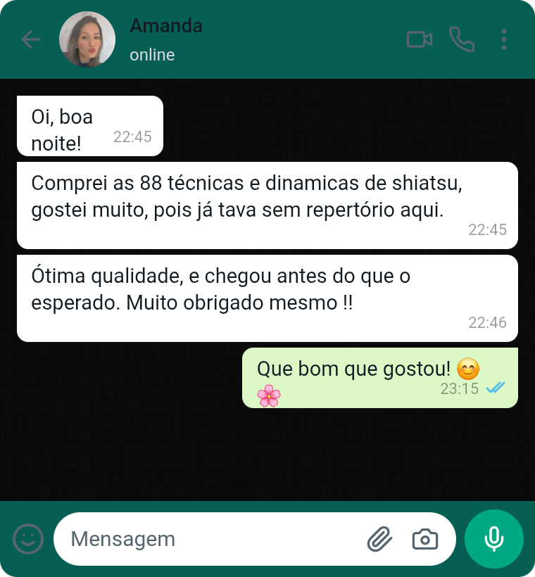 Depoimento da Amanda no WhatsApp